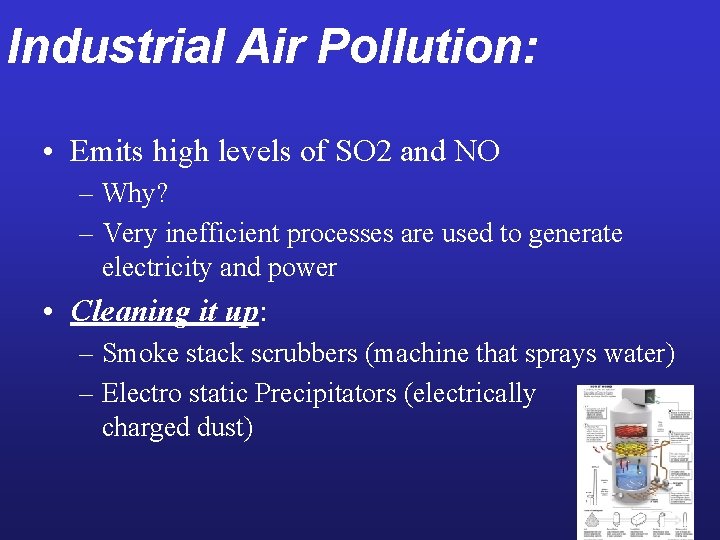 Industrial Air Pollution: • Emits high levels of SO 2 and NO – Why?