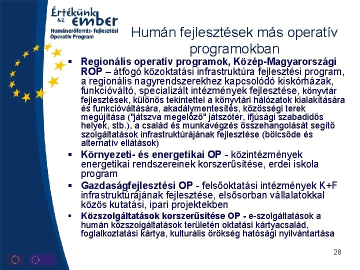 Humán fejlesztések más operatív programokban § Regionális operatív programok, Közép-Magyarországi ROP – átfogó közoktatási