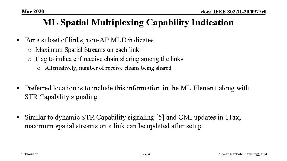 Mar 2020 doc. : IEEE 802. 11 -20/0977 r 0 ML Spatial Multiplexing Capability