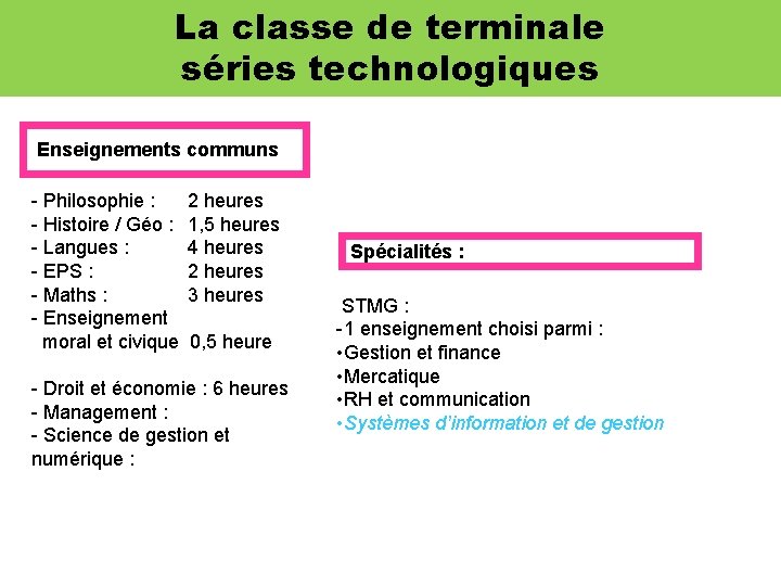 La classe de terminale séries technologiques Enseignements communs - Philosophie : - Histoire /