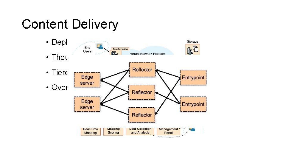 Content Delivery • Deploy servers as close to users as possible • Thousands of