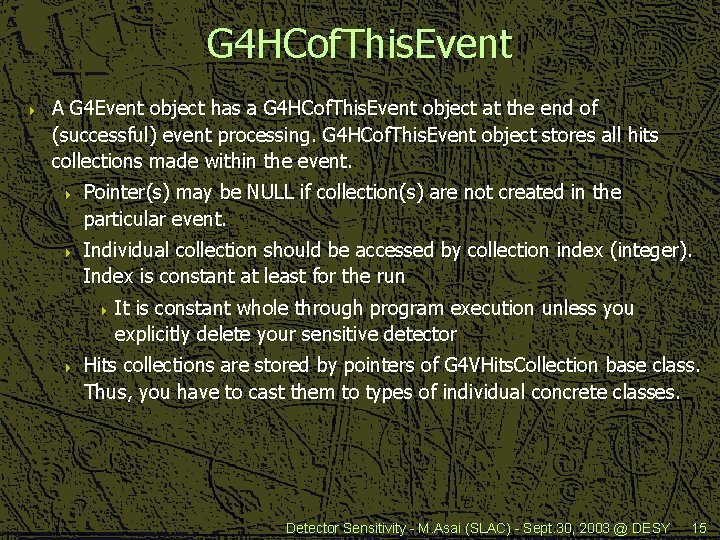 G 4 HCof. This. Event 4 A G 4 Event object has a G