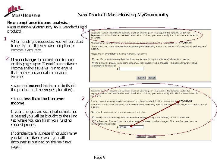 New Product: Mass. Housing-My. Community New compliance income analysis: Mass. Housing-My. Community AND Standard
