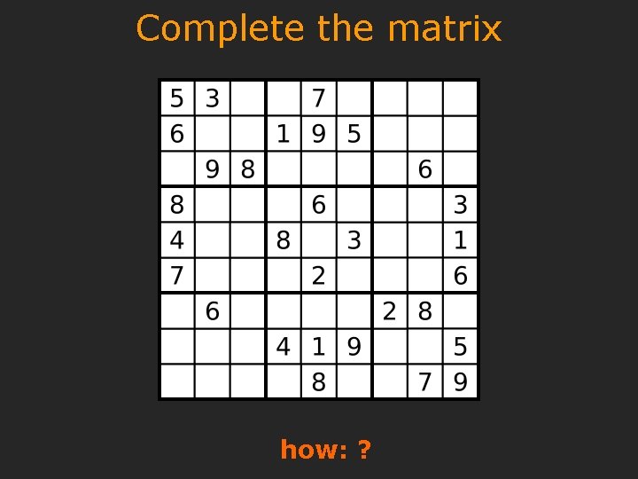 Complete the matrix how: ? 