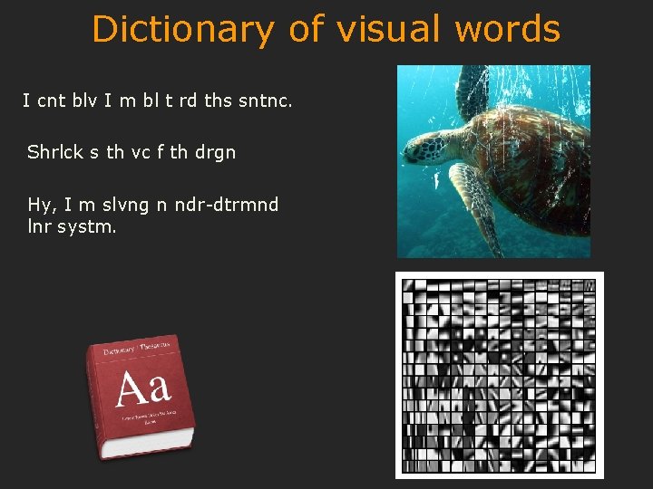 Dictionary of visual words I cnt blv I m bl t rd ths sntnc.