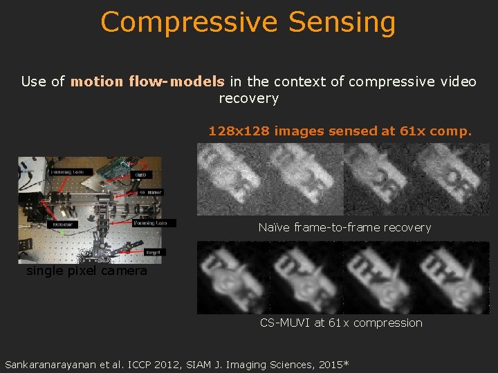 Compressive Sensing Use of motion flow-models in the context of compressive video recovery 128