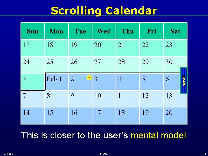 Scrolling Calendar Mon Tue Wed Thu Fri Sat 17 18 19 20 21 22 Scrolling Calendar Mon Tue Wed Thu Fri Sat 17 18 19 20 21 22