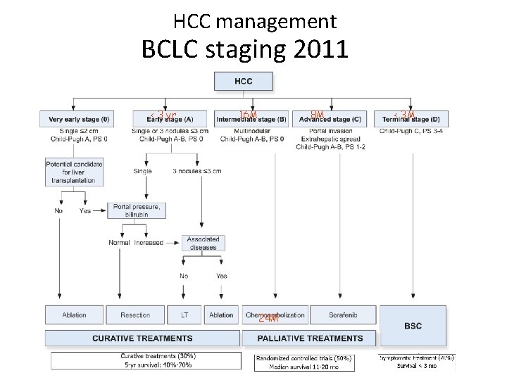 HCC management BCLC staging 2011 < 3 yr 16 M 8 M 24 M