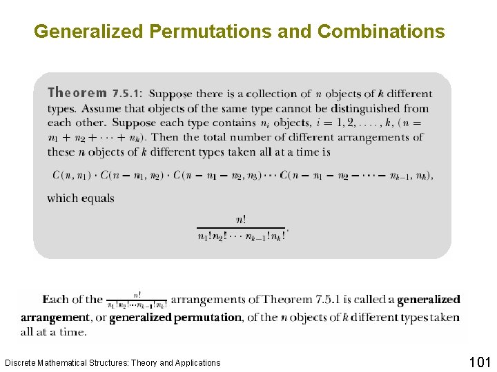 Generalized Permutations and Combinations Discrete Mathematical Structures: Theory and Applications 101 