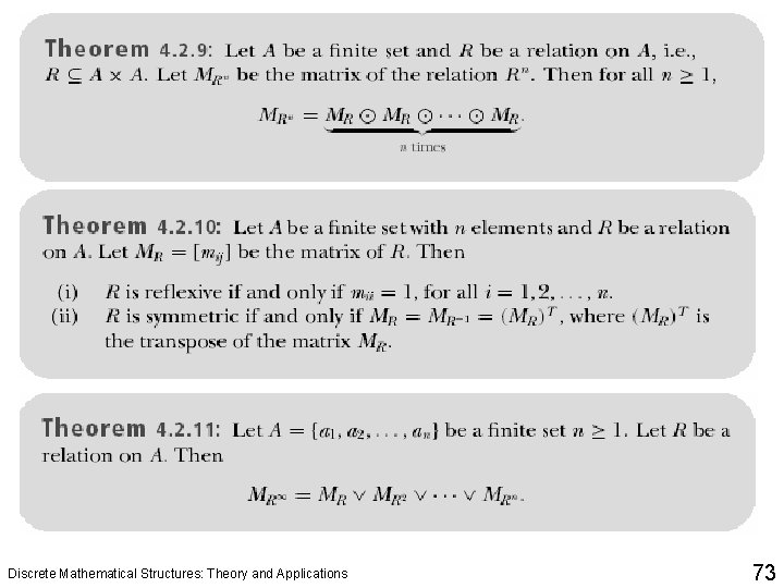 Discrete Mathematical Structures: Theory and Applications 73 