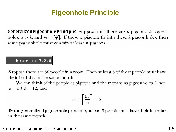 Pigeonhole Principle Discrete Mathematical Structures: Theory and Applications 96 