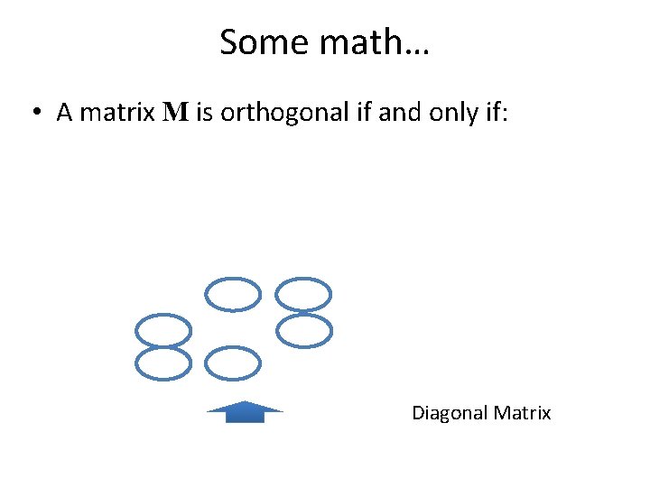 Some math… • A matrix M is orthogonal if and only if: Diagonal Matrix