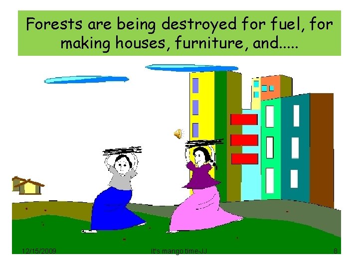 Forests are being destroyed for fuel, for making houses, furniture, and. . . 12/15/2009