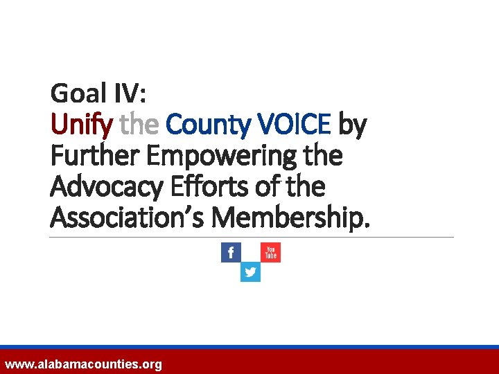 Goal IV: Unify the County VOICE by Further Empowering the Advocacy Efforts of the