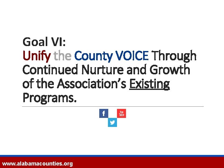 Goal VI: Unify the County VOICE Through Continued Nurture and Growth of the Association’s
