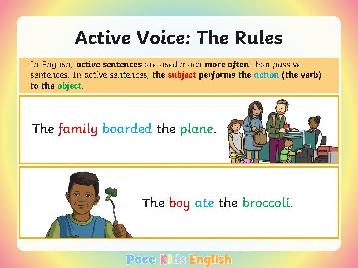 Active Voice: The Rules In English, active sentences are used much more often than