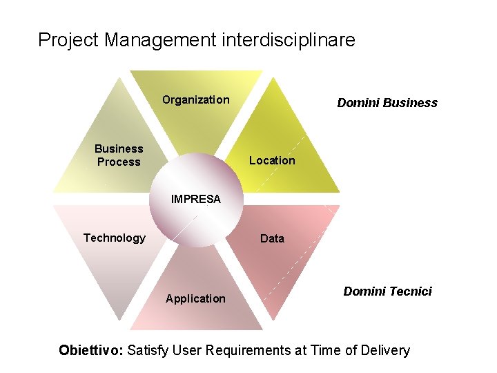 Project Management interdisciplinare Organization Business Process Domini Business Location IMPRESA Technology Data Application Domini