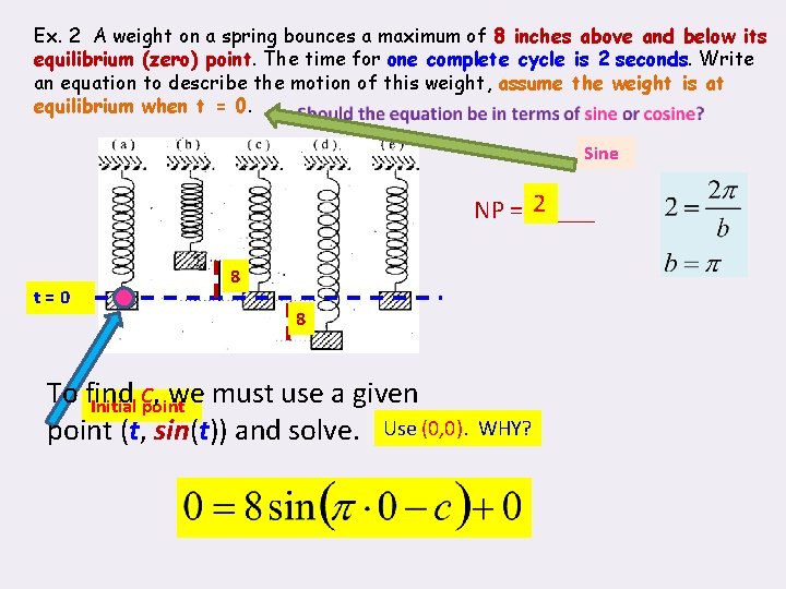 Ex. 2 A weight on a spring bounces a maximum of 8 inches above