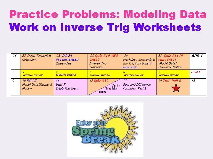 Practice Problems: Modeling Data Work on Inverse Trig Worksheets 