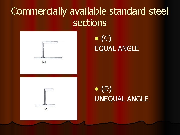 Commercially available standard steel sections (C) EQUAL ANGLE l (D) UNEQUAL ANGLE l 