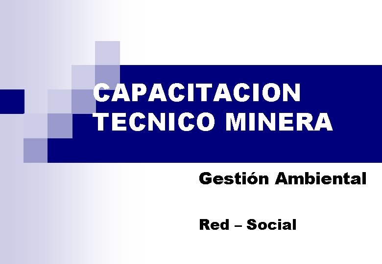 CAPACITACION TECNICO MINERA Gestión Ambiental Red – Social 