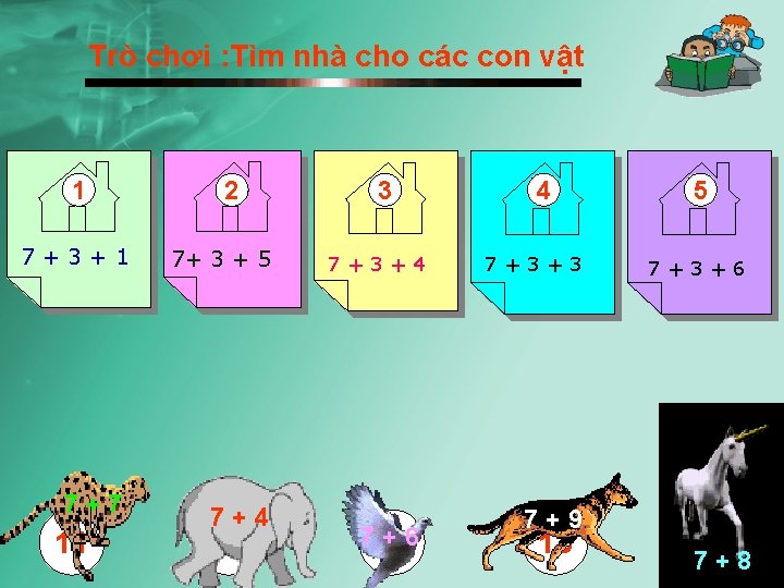 Trò chơi : Tìm nhà cho các con vật 1 7+3+1 7+7 11 2