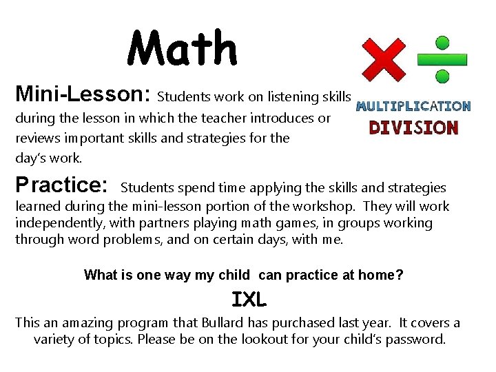 Math Mini-Lesson: Students work on listening skills during the lesson in which the teacher