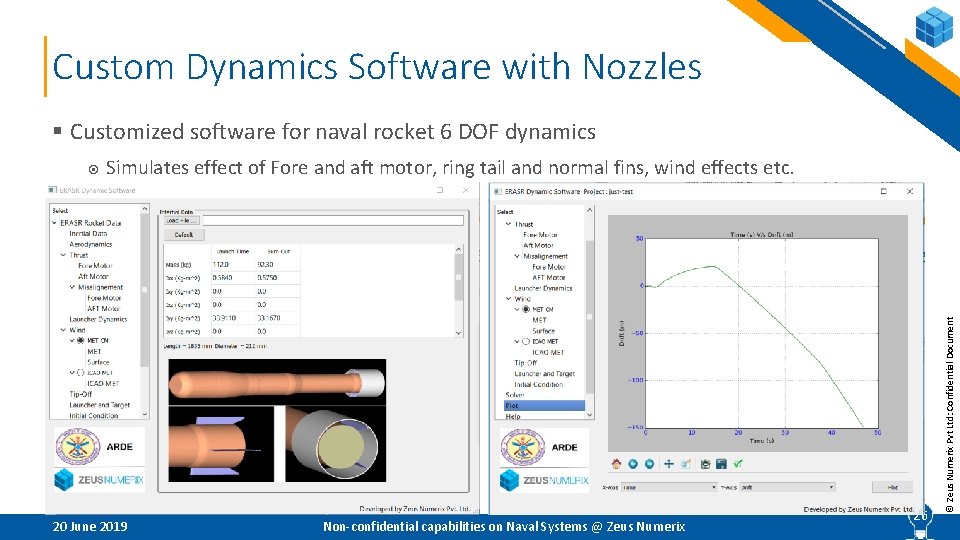 Custom Dynamics Software with Nozzles § Customized software for naval rocket 6 DOF dynamics