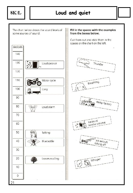8 K/L 21 Loud and quiet 8 K/L 21 Loud and quiet