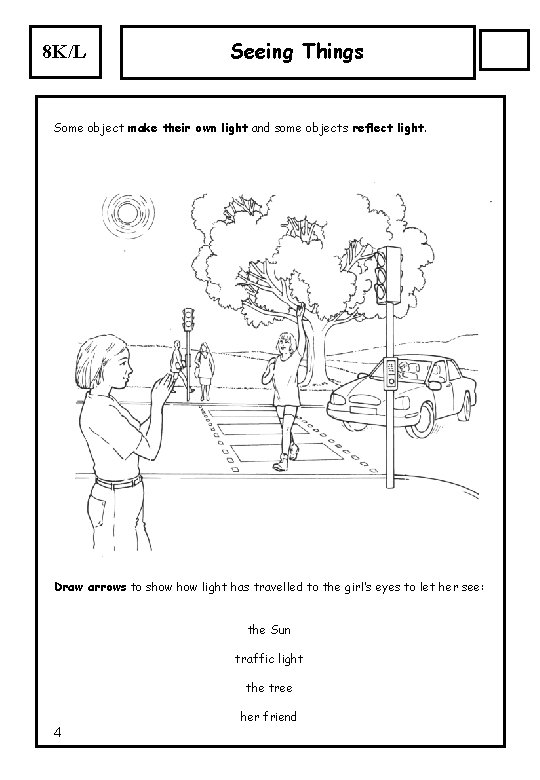 8 K/L Seeing Things Some object make their own light and some objects reflect 8 K/L Seeing Things Some object make their own light and some objects reflect
