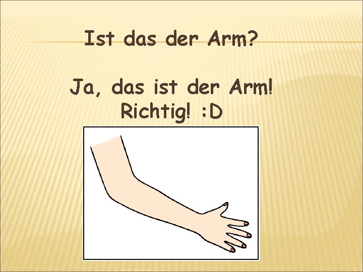 Ist das der Arm? Ja, das ist der Arm! Richtig! : D 