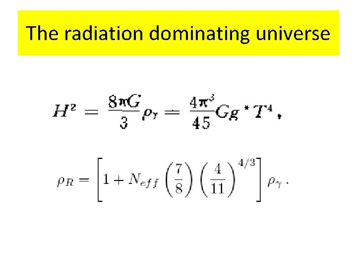 The radiation dominating universe 