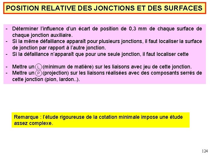 POSITION RELATIVE DES JONCTIONS ET DES SURFACES - Déterminer l’influence d’un écart de position