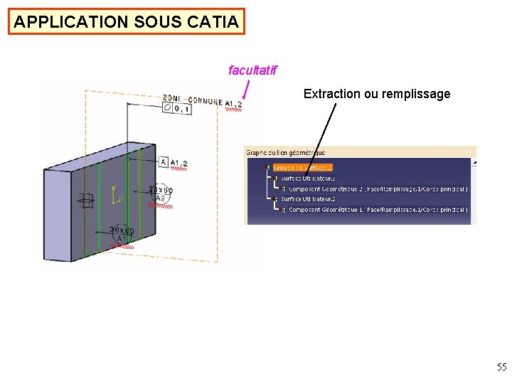 APPLICATION SOUS CATIA facultatif Extraction ou remplissage 55 