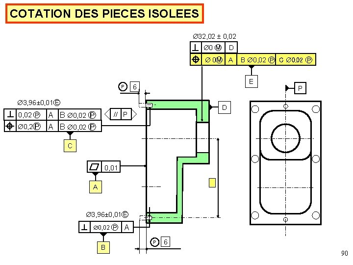COTATION DES PIECES ISOLEES 32, 02 0, 02 0 Ⓜ D 0Ⓜ A P