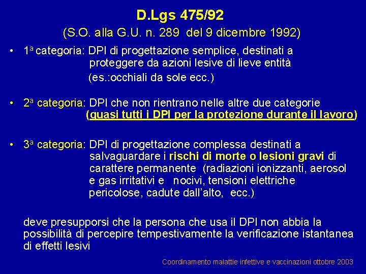 D. Lgs 475/92 (S. O. alla G. U. n. 289 del 9 dicembre 1992)