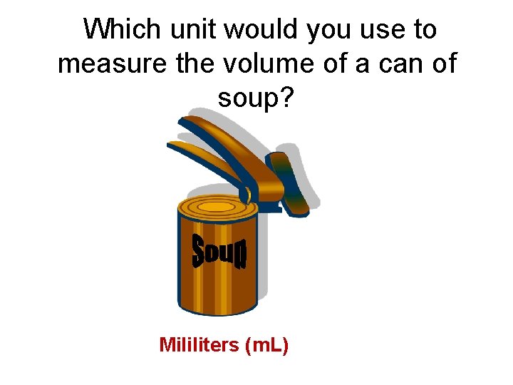 Which unit would you use to measure the volume of a can of soup?