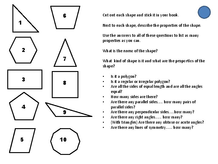 1 6 Cut out each shape and stick it in your book. Next to 1 6 Cut out each shape and stick it in your book. Next to