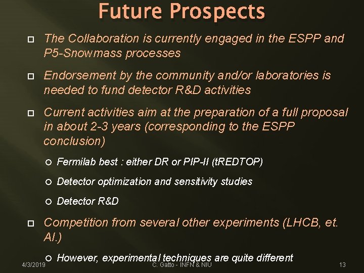 Future Prospects The Collaboration is currently engaged in the ESPP and P 5 -Snowmass