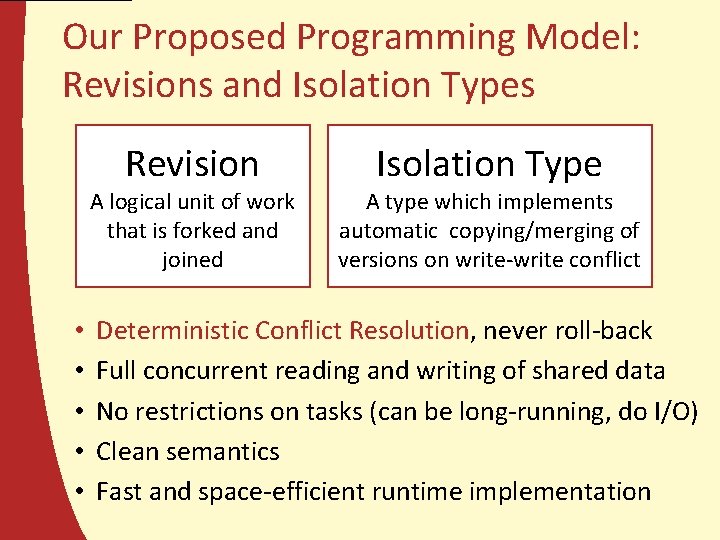 Our Proposed Programming Model: Revisions and Isolation Types Revision A logical unit of work