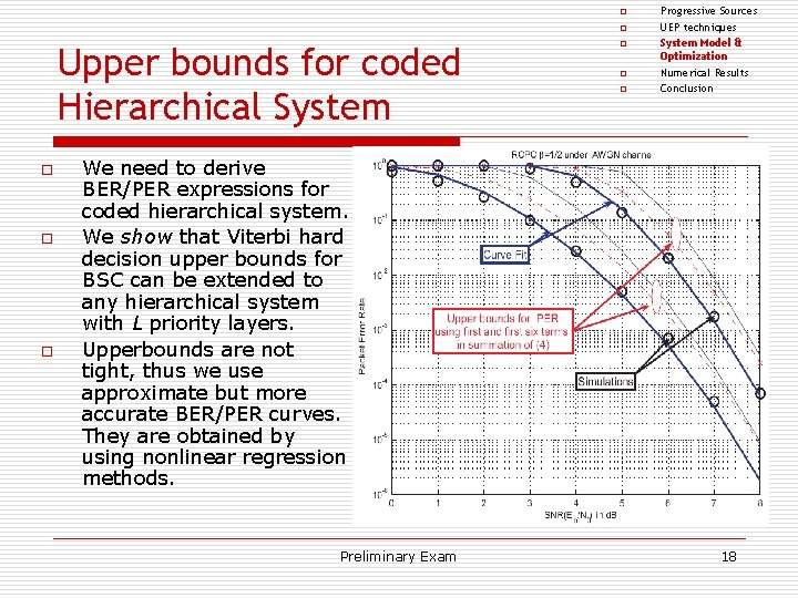 o o Upper bounds for coded Hierarchical System o o o Progressive Sources UEP