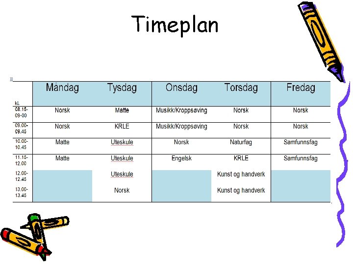 Timeplan 