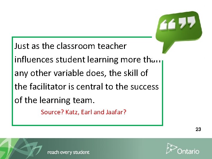 Just as the classroom teacher influences student learning more than any other variable does,