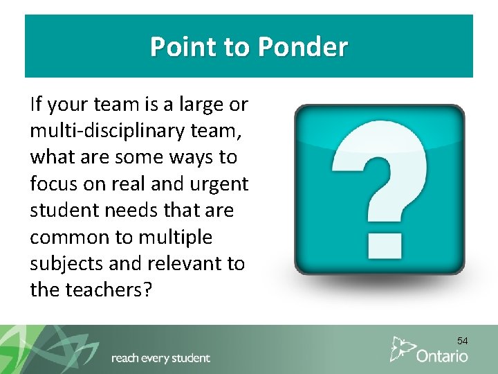 Point to Ponder If your team is a large or multi-disciplinary team, what are
