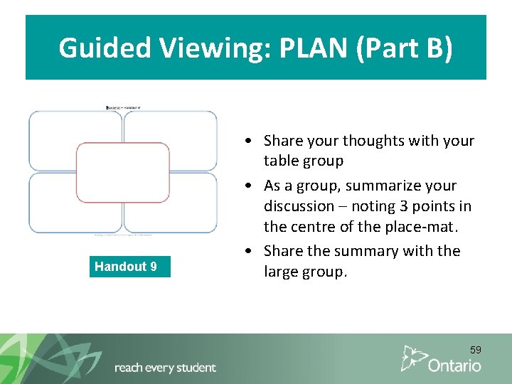 Guided Viewing: PLAN (Part B) Handout 9 • Share your thoughts with your table