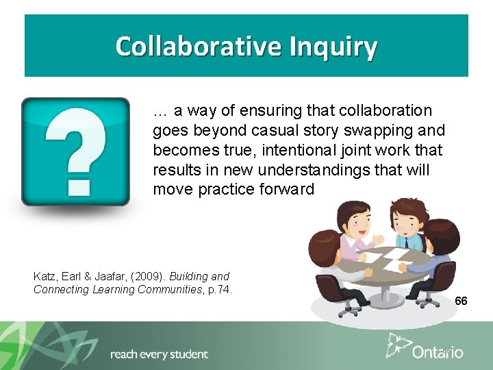 Collaborative Inquiry … a way of ensuring that collaboration goes beyond casual story swapping