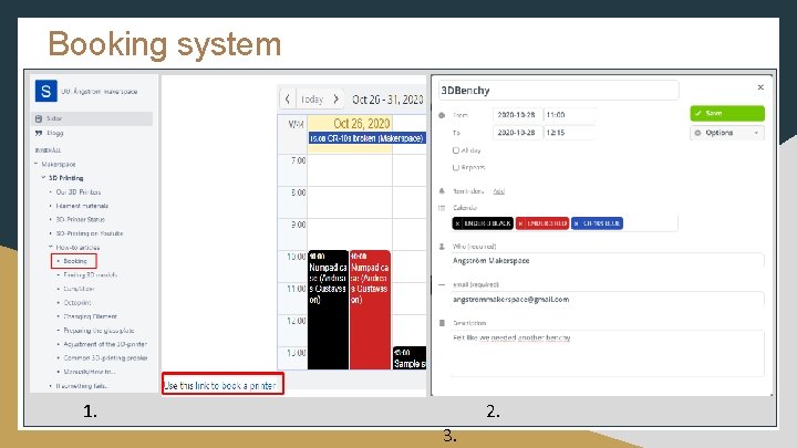 Booking system 1. 3. 2. 