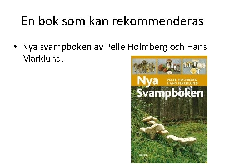 En bok som kan rekommenderas • Nya svampboken av Pelle Holmberg och Hans Marklund.