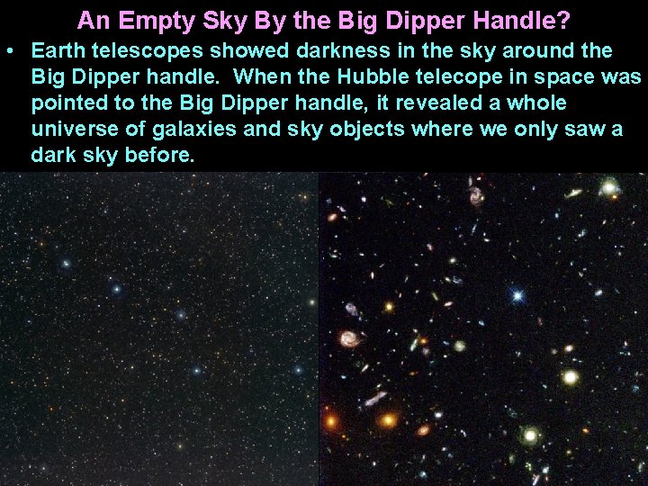 An Empty Sky By the Big Dipper Handle? • Earth telescopes showed darkness in