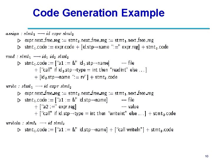 Code Generation Example 10 
